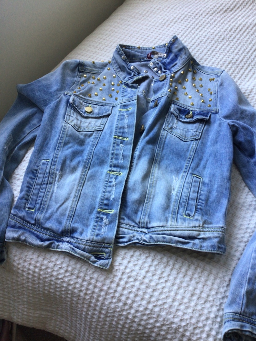 Romeo & Juliet Couture Light Blue Studded Denim Jacket